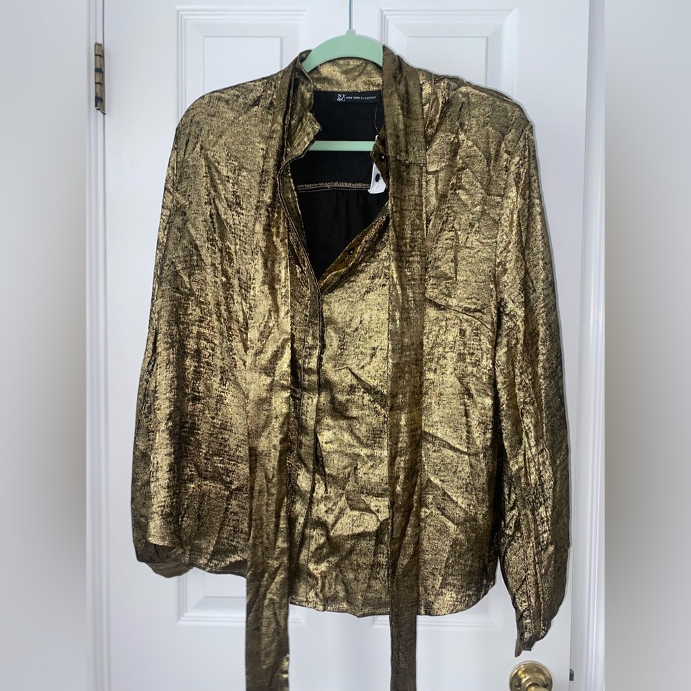 NWT New York & Co Tie Neck Blouse
